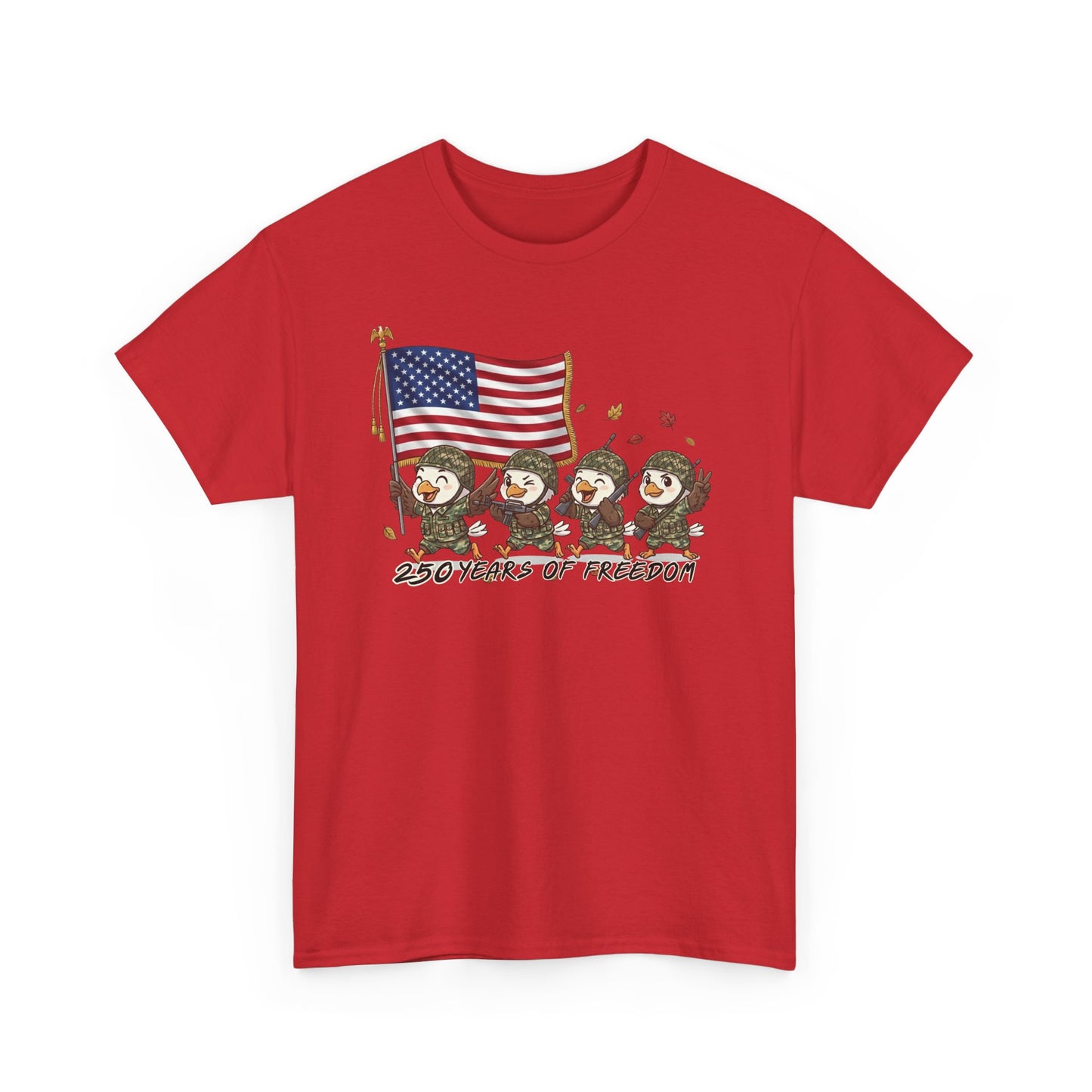 Patriotic Penguins T-Shirt – “250 Years of Freedom” American Flag Tee