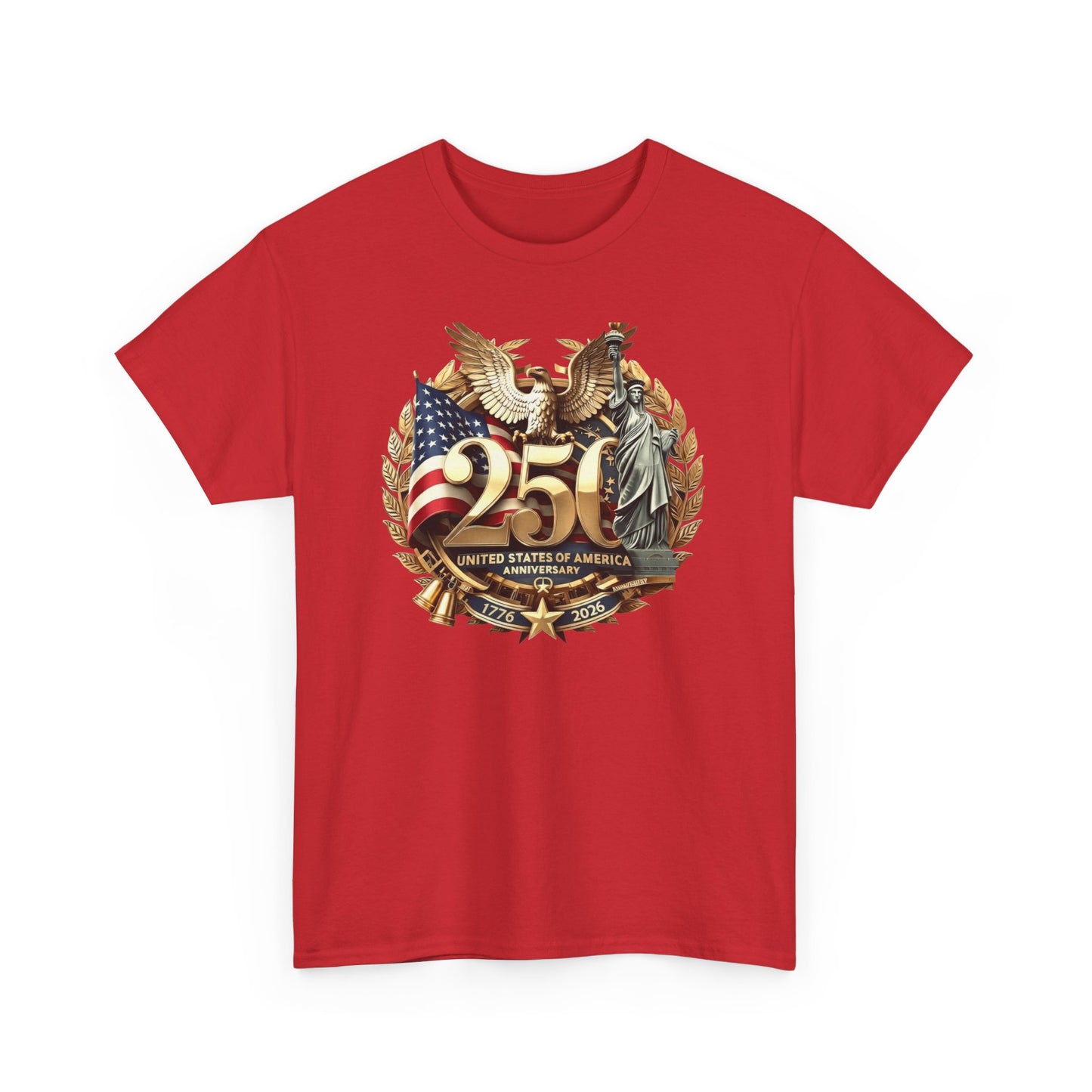250th Anniversary USA Eagle Patriotic T-Shirt — American Flag & Statue of Liberty Design