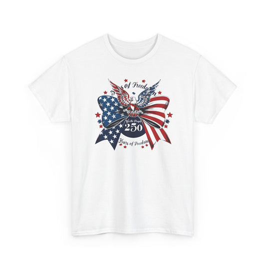 American Flag Eagle Ribbon T-Shirt — "250 Years of Freedom" Patriotic Tee