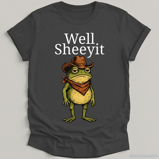 T-Shirt Dark Heather Grey / S Well Sheeyit Cowboy Frog Shirt
