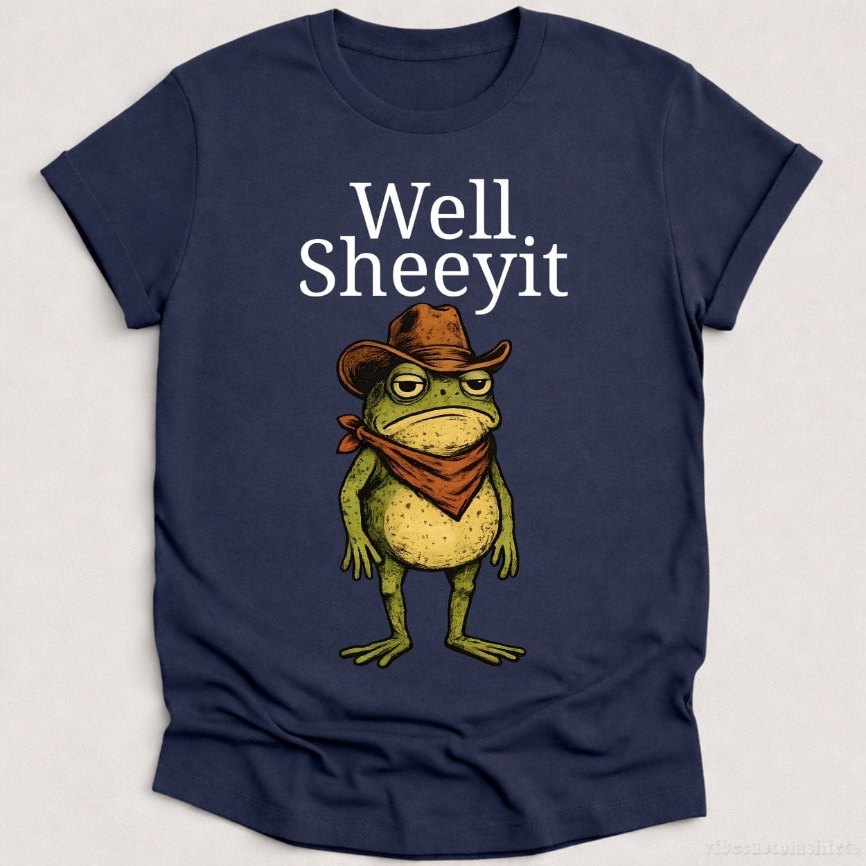 T-Shirt Heather Navy / S Well Sheeyit Cowboy Frog Shirt