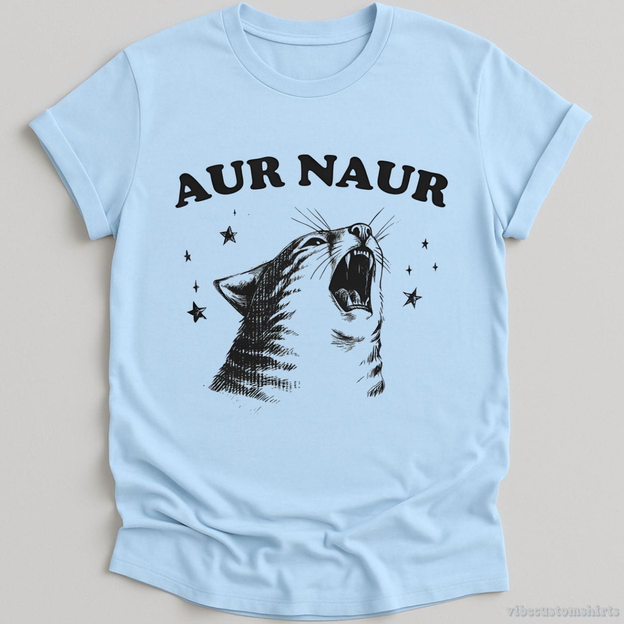 T-Shirt Light Blue / S Aur Naur Vintage Cat Shirt