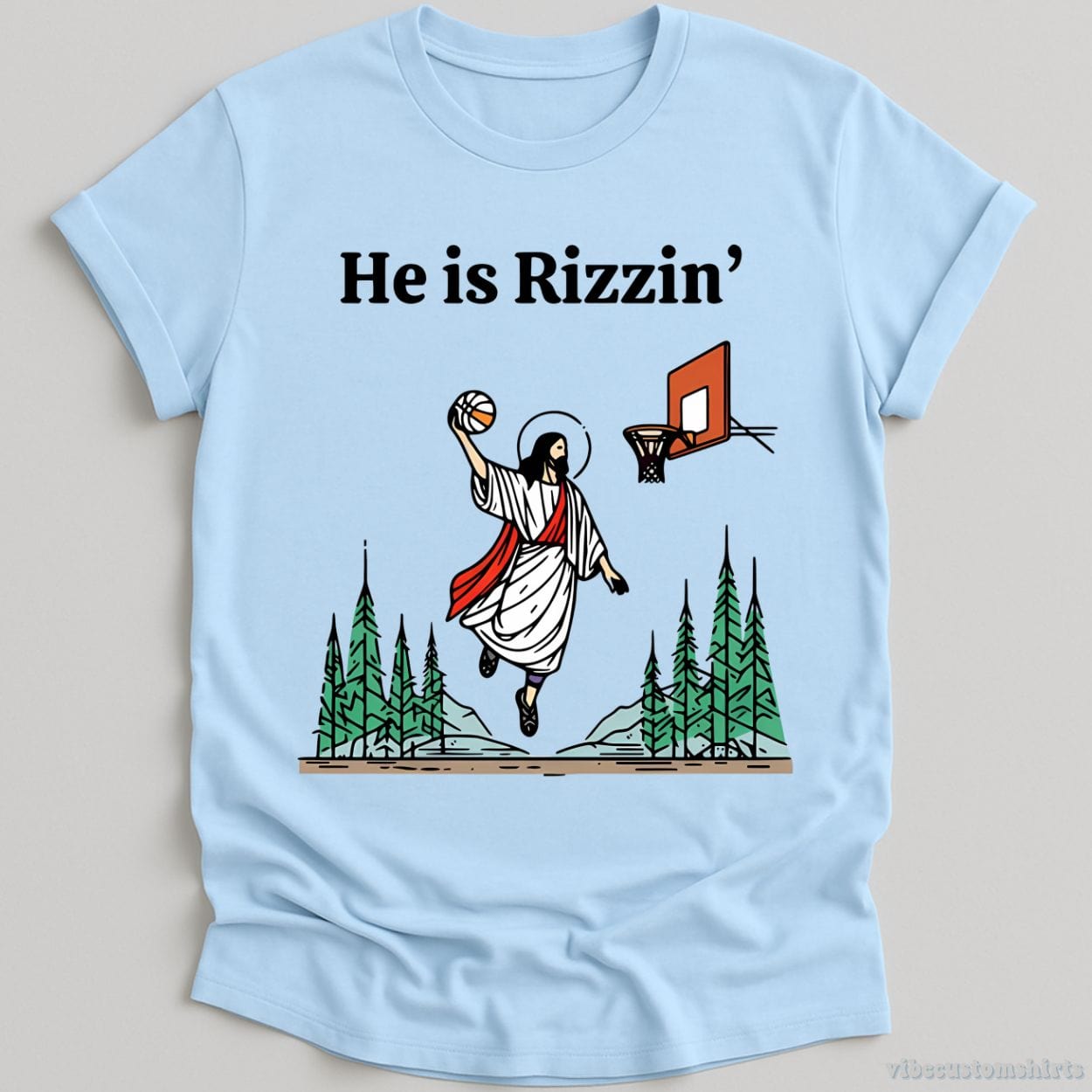 T-Shirt Light Blue / S He is Rizzin Jesus Meme Shirt