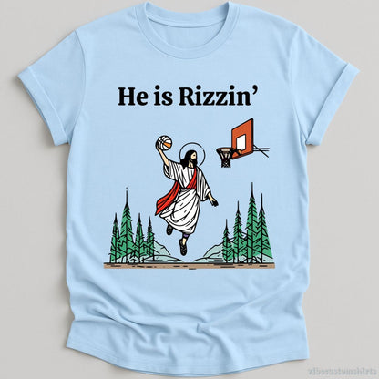 T-Shirt Light Blue / S He is Rizzin Jesus Meme Shirt