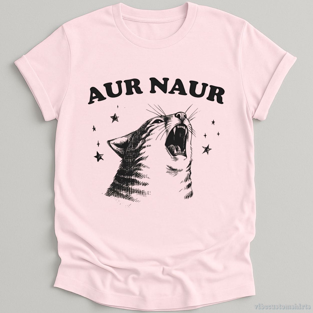 T-Shirt Light Pink / S Aur Naur Vintage Cat Shirt