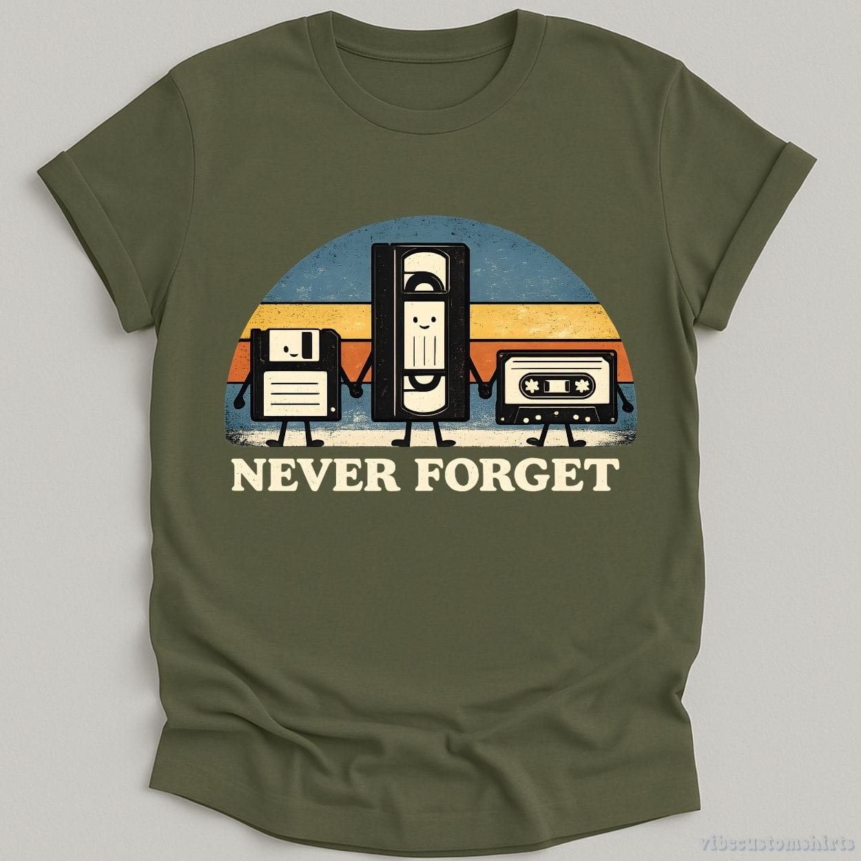 T-Shirt Military Green / S Never Forget Retro Style Shirt