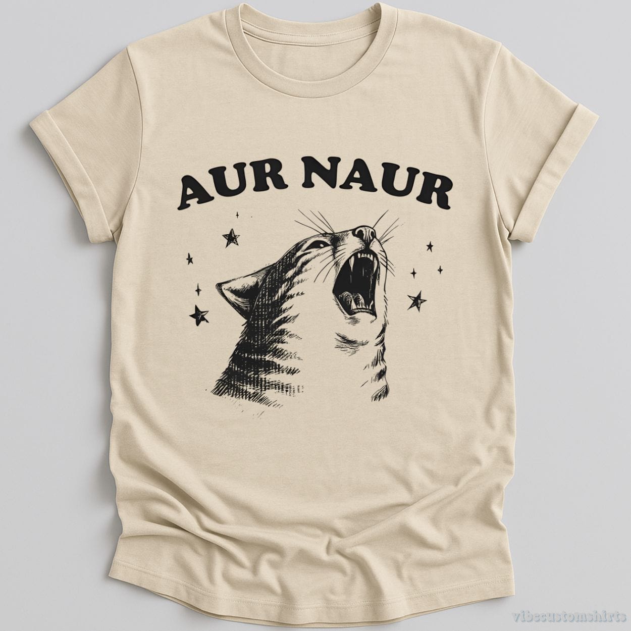T-Shirt Natural / S Aur Naur Vintage Cat Shirt
