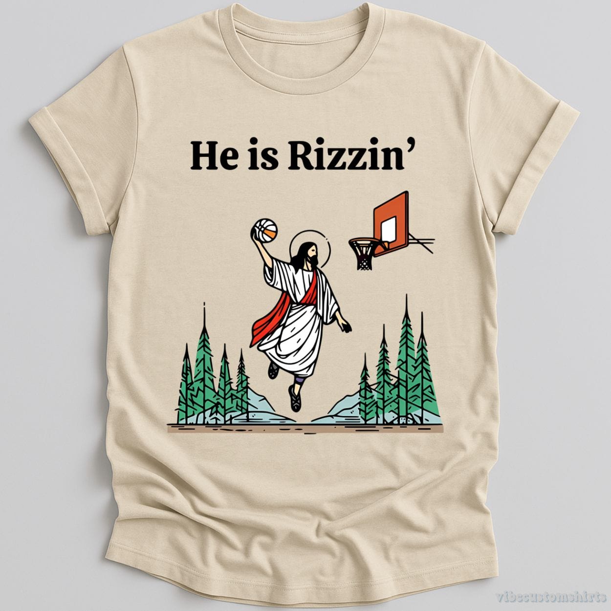 T-Shirt Natural / S He is Rizzin Jesus Meme Shirt