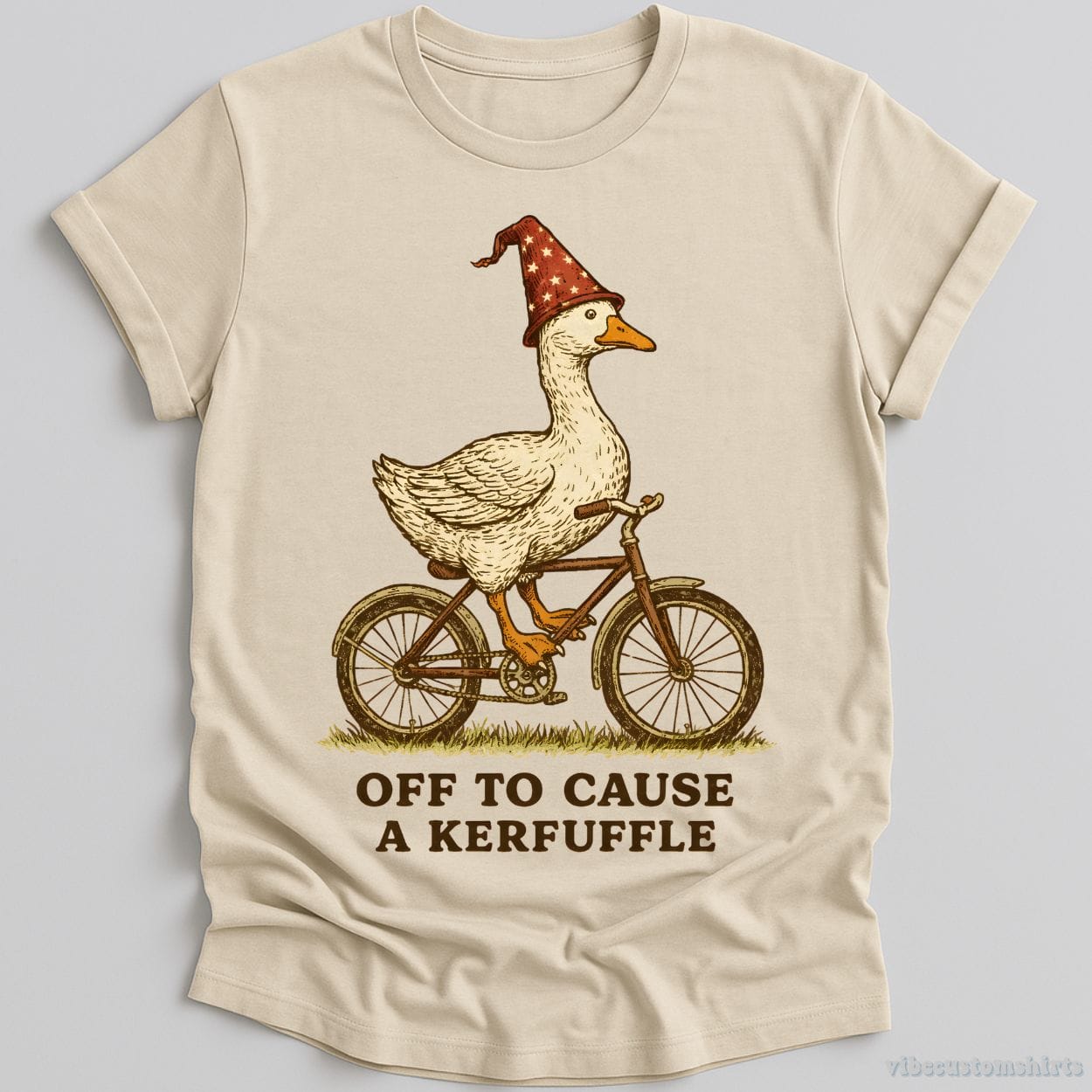 T-Shirt Natural / S Off To Cause A Kerfuffle Witch Goose Shirt