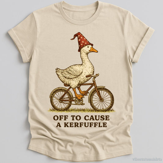 T-Shirt Natural / S Off To Cause A Kerfuffle Witch Goose Shirt