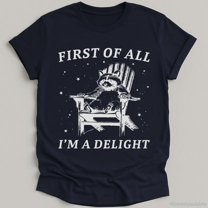 T-Shirt Navy / S First of all I'm a Delight Raccoon T-Shirt
