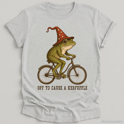 T-Shirt Sport Grey / S Off To Cause A Kerfuffle Frog Riding Bike Frog Shirt