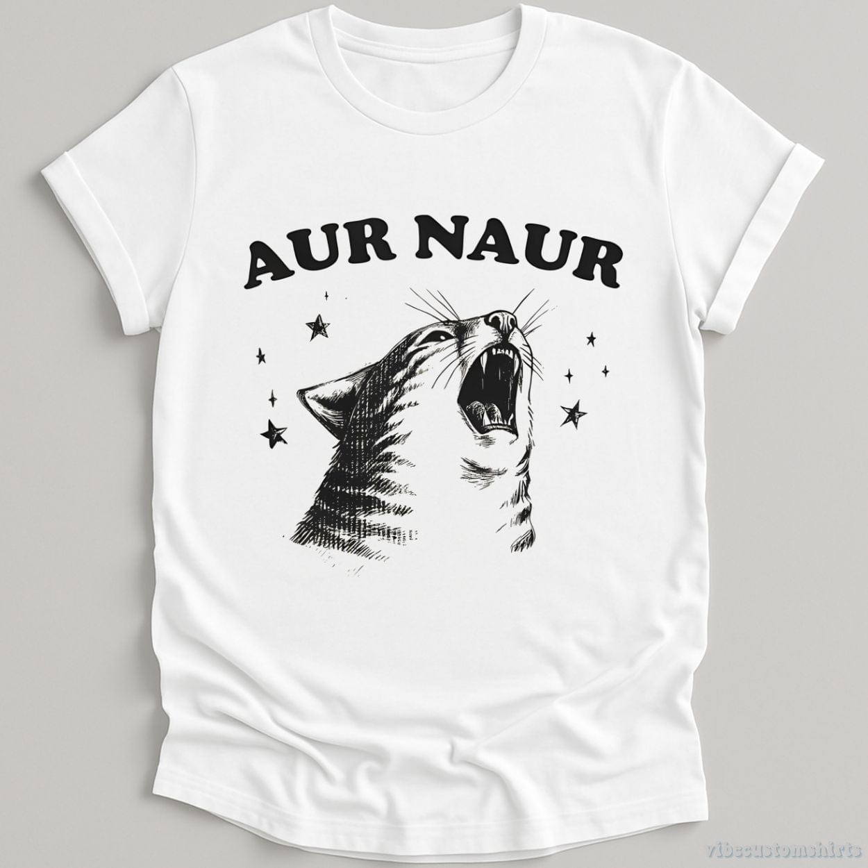 T-Shirt White / S Aur Naur Vintage Cat Shirt