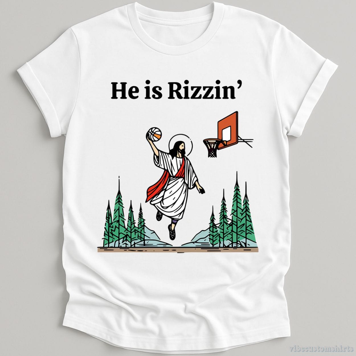T-Shirt White / S He is Rizzin Jesus Meme Shirt