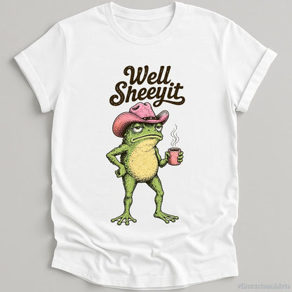 T-Shirt White / S Well Sheeyit Pink Hat Cowboy Frog Shirt